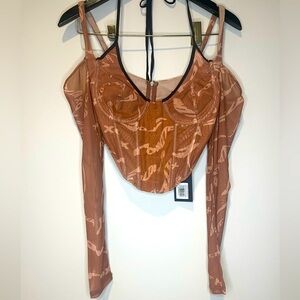 WHITE FOX mesh bustier halter top